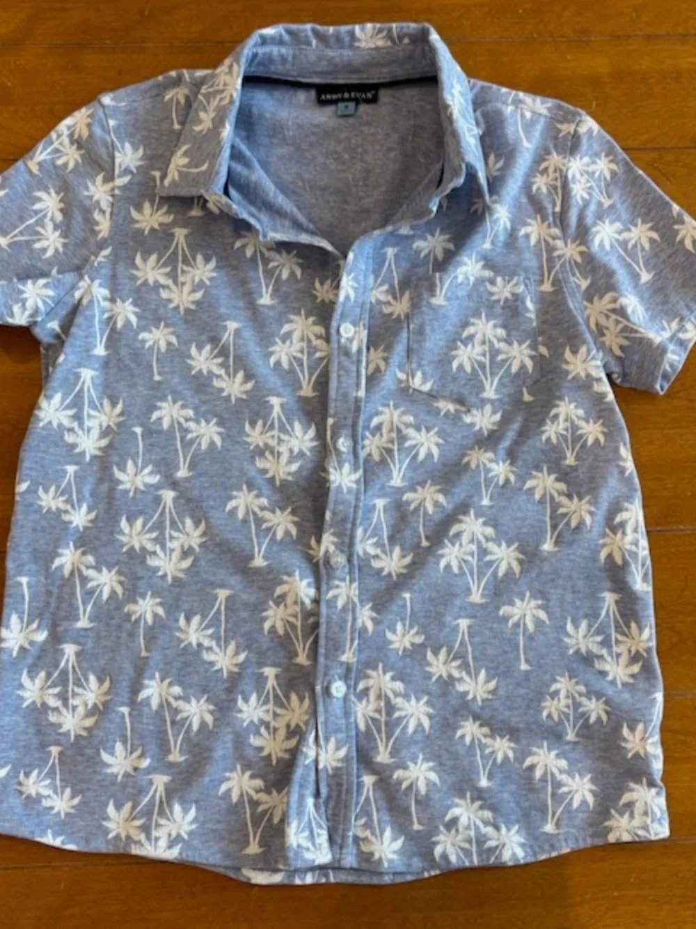Andy & Evan Boys Light Blue Short Sleeve Button Down Polo w/ Palm Springs Sz 8
